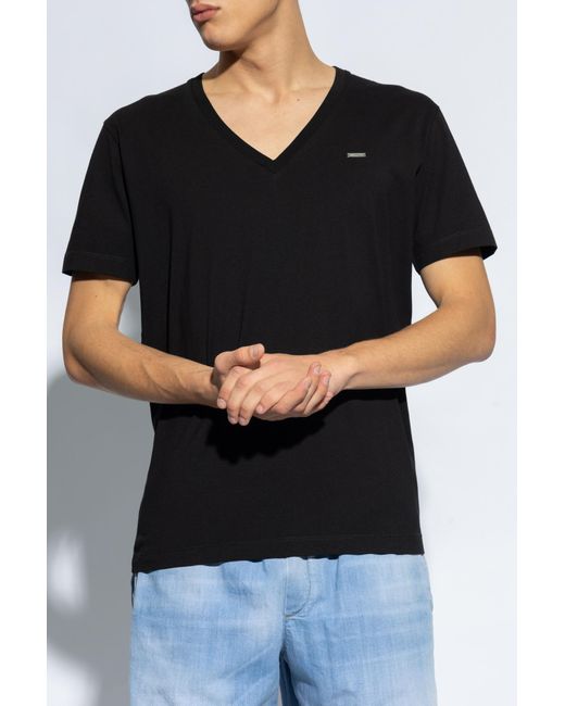 DSquared² Black V-neck T-shirt, for men