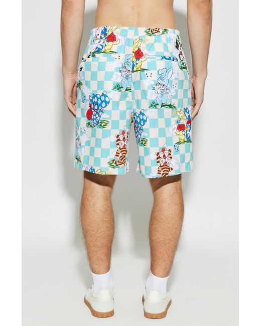 KENZO Blue Printed Shorts for men