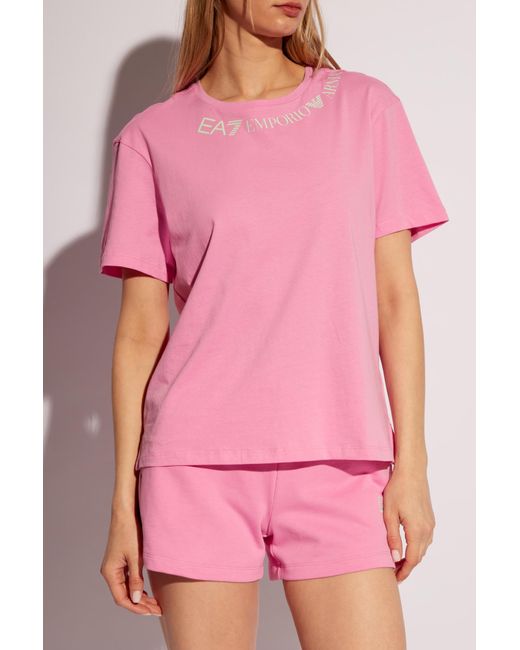 EA7 Pink T-Shirt With Logo, '