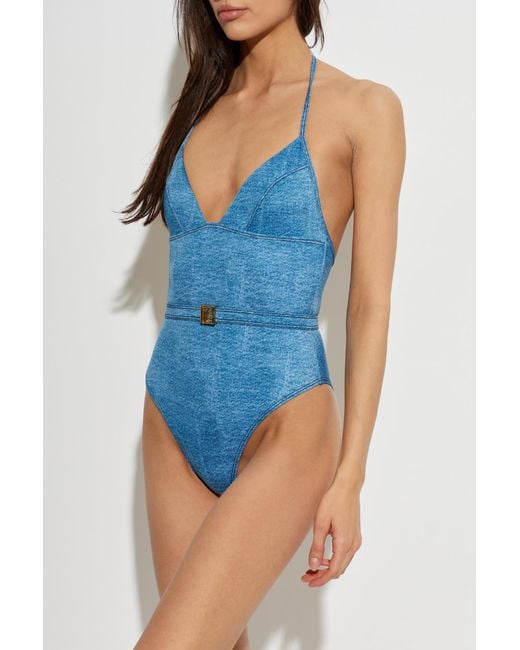 Balmain Blue One-Piece Swimsuit
