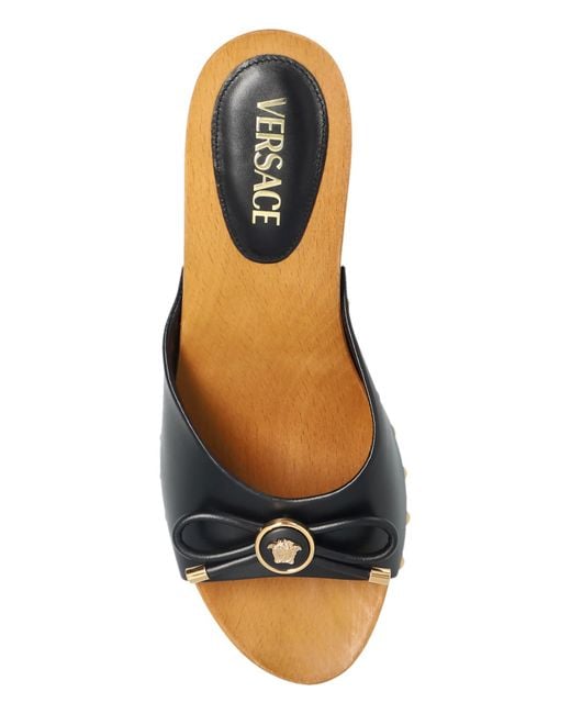 Versace Black Opera Bow Platform Slides