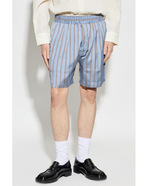 Tom Ford Blue Silk Shorts With Striped Pattern for men