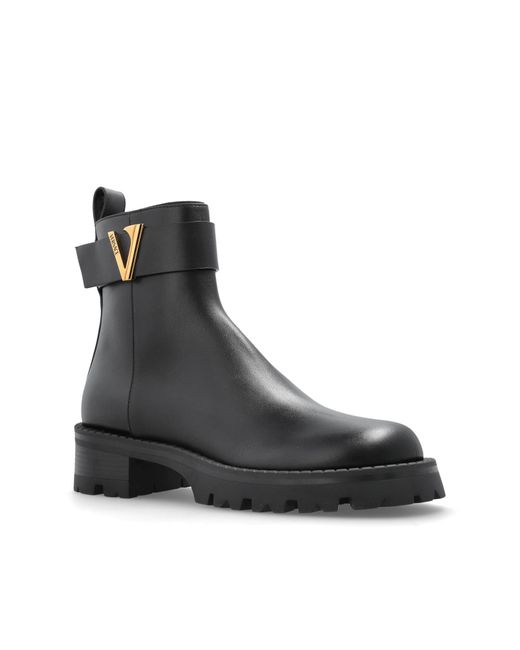 Versace Black Leather Ankle Boots