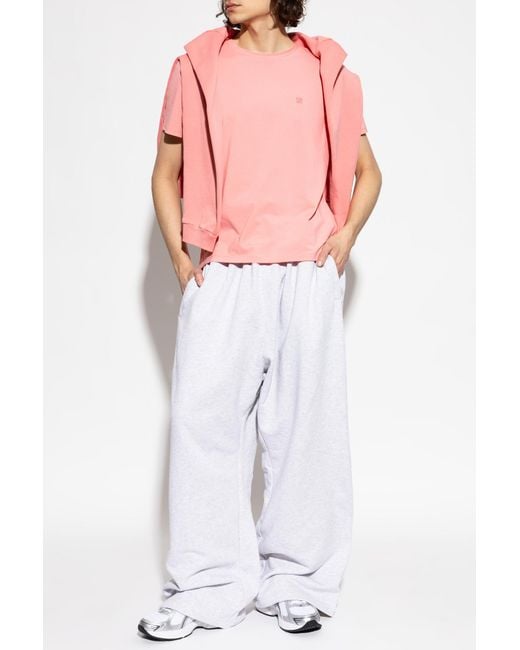 Acne Pink T-Shirt With Patch for men
