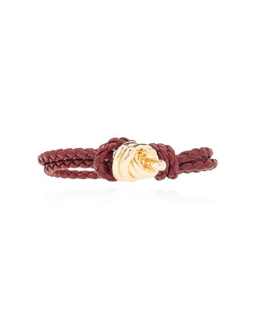 Bottega Veneta Red Leather Bracelet