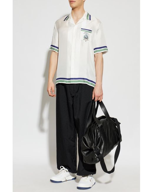 Casablanca White Silk Shirt With Pocket for men