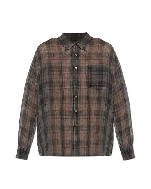 Our Legacy Gray Checked Pattern Shirt for men