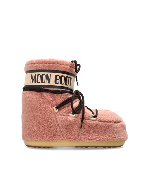 Moon Boot Pink Snow Boots 'Icon Low Fleece'