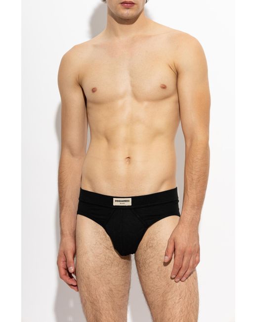 DSquared² Black Briefs With Logo for men