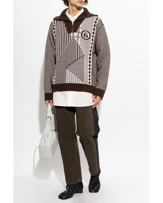 MM6 by Maison Margiela Brown Sweater With A Stand-Up Collar for men
