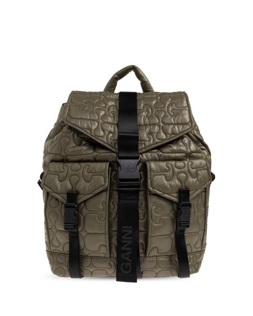 Ganni Black Quilted Backpack