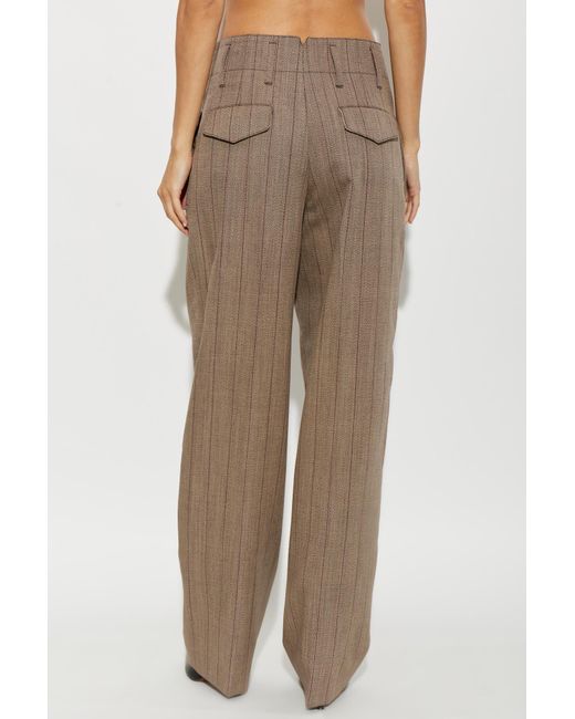 AMI Natural Wool Trousers With Pinstripe Pattern
