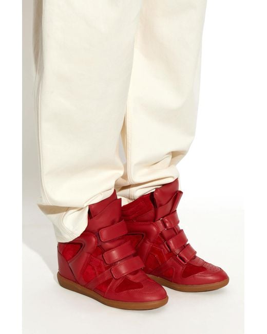 Isabel Marant Red Suede Wedge Heel Shoes "Bekett Ring"