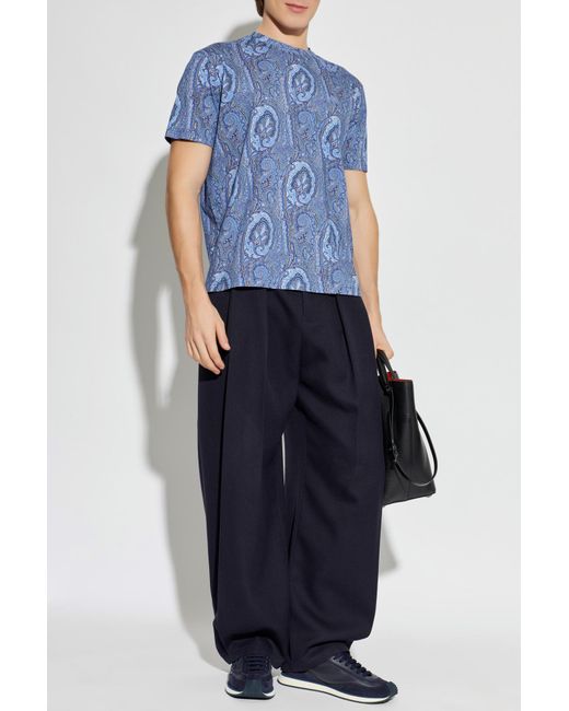 Etro Blue T-Shirt With A Pattern for men