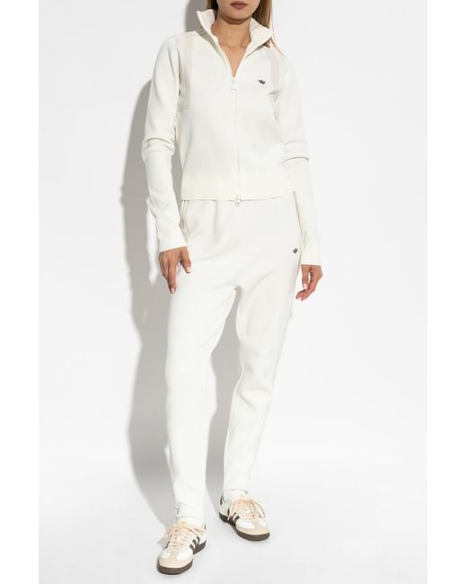 Adidas Originals White Sweatpants With Logo-Shaped Appliqué