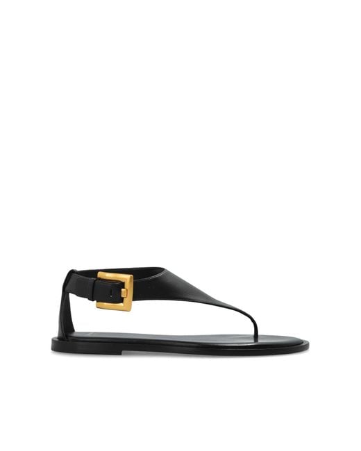Balmain Black Leather Sandals