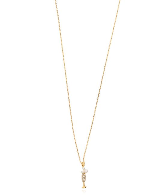 Kate Spade Metallic Necklace With A Pendant Featuring Shimmering Crystals