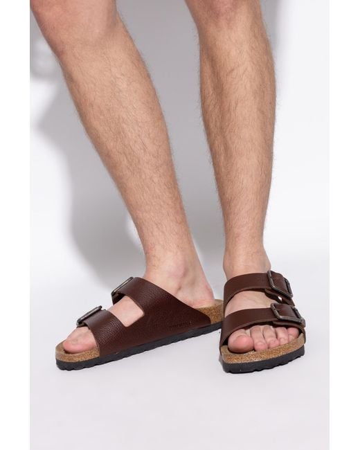 Birkenstock Brown Slides "Arizona Wire Buckle" for men