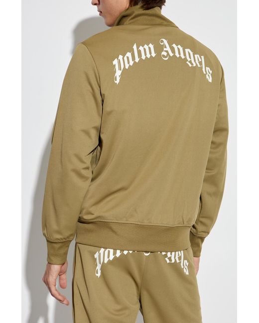 Palm Angels Green Sweatshirt With Stand-Up Collar for men