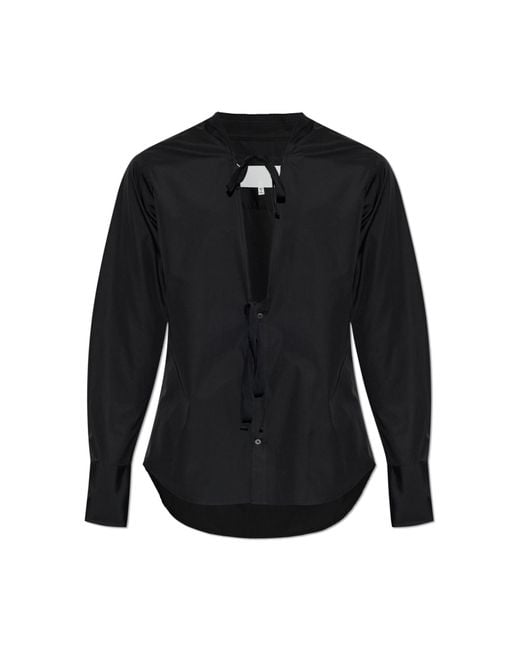 Maison Margiela Black Shirt With Decorative Tie for men