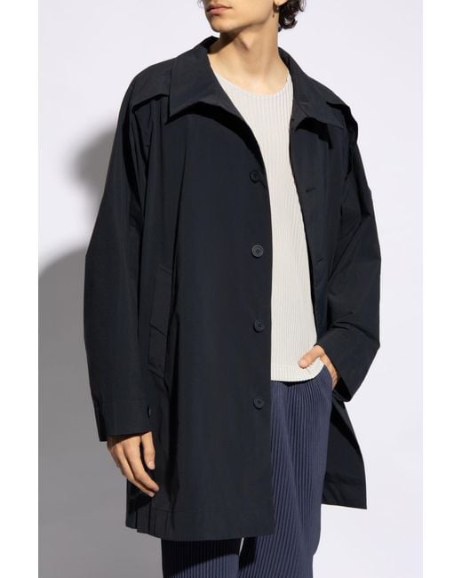 Homme Plissé Issey Miyake Blue Issey Miyake Homme Plisse Coat With Stand-up Collar, for men