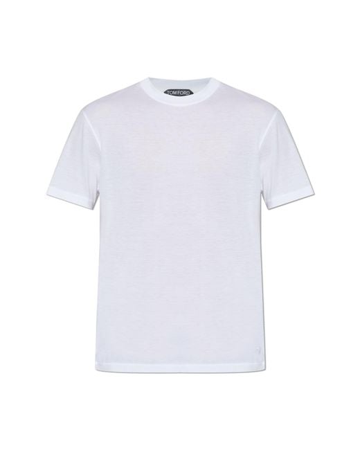 Tom Ford White T-Shirt With A Crew Neck for men