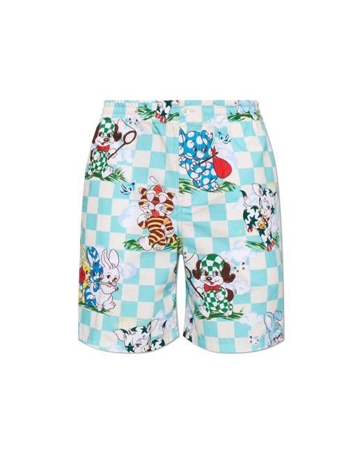 KENZO Blue Printed Shorts for men