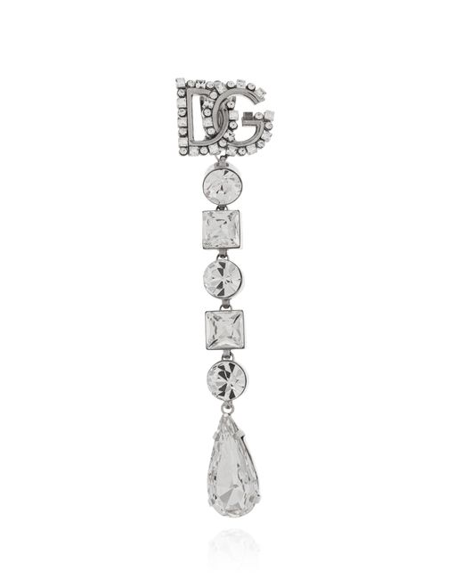 Dolce & Gabbana Black Long Earrings With Shimmering Crystals