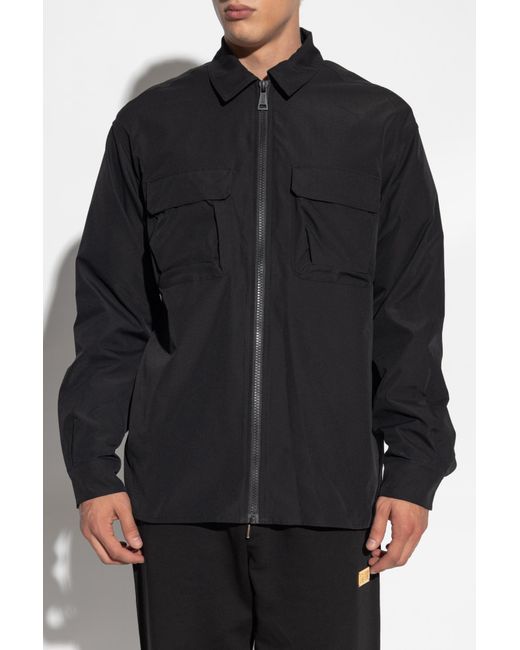 Versace Jeans Couture Black Jacket With Raised Logo On The Back for men
