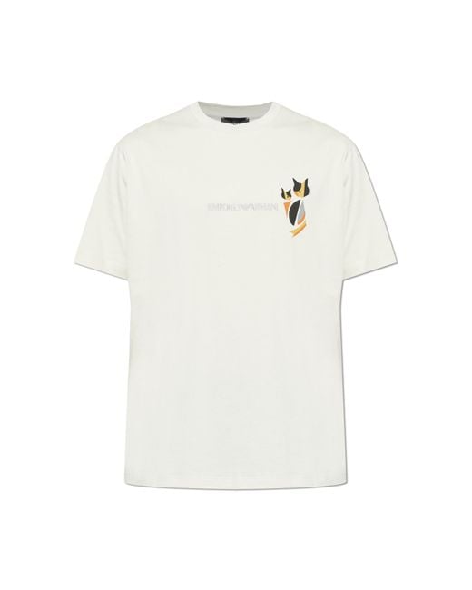 Emporio Armani White T-Shirt With Embroidered Logo for men