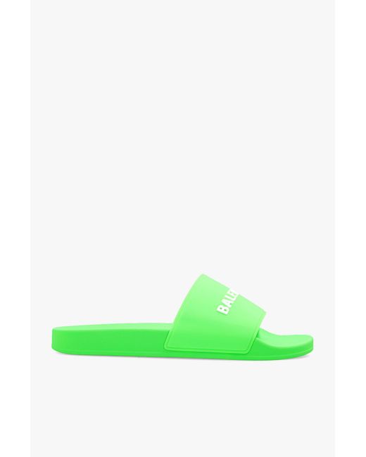 Balenciaga Green Slides With Logo for men