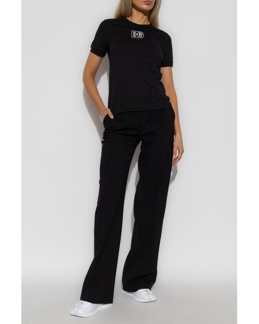 Dolce & Gabbana Black T-Shirt With Embroidered Logo