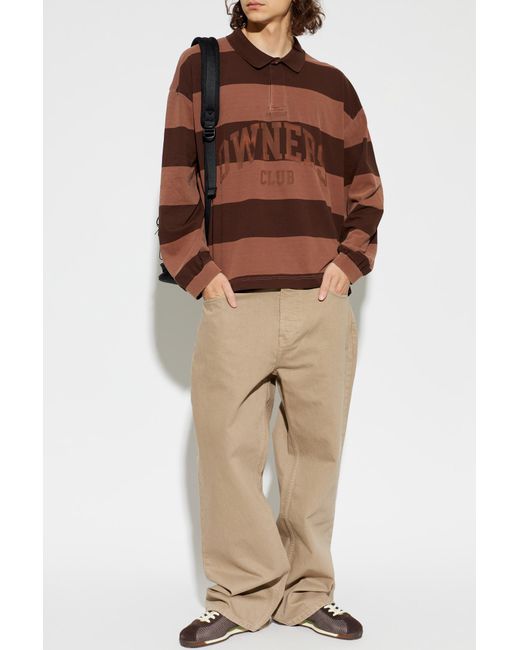 Represent Brown Long Sleeve Polo for men