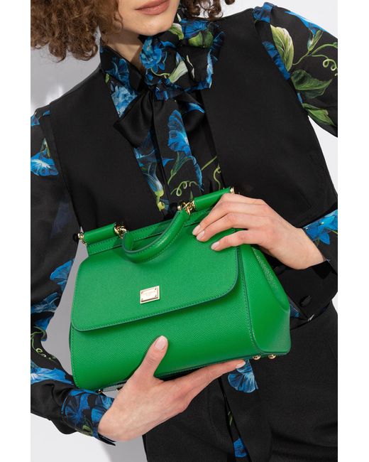 Dolce & Gabbana Green 'sicily Medium' Shoulder Bag,