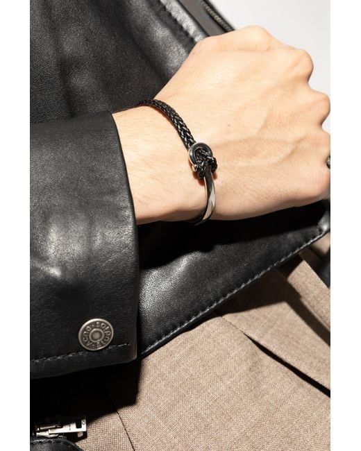 Ferragamo Black Bracelet With Logo for men