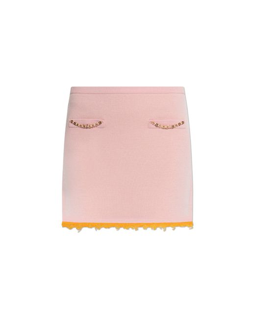 Casablanca Pink Wool Skirt With Raw Hem