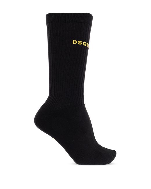 DSquared² Black Socks With Logo for men