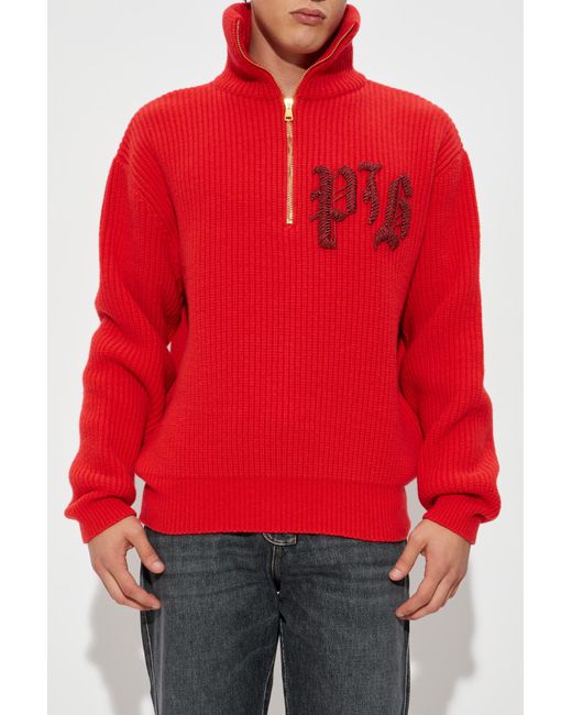 Balmain Red Sweater With Applique for men