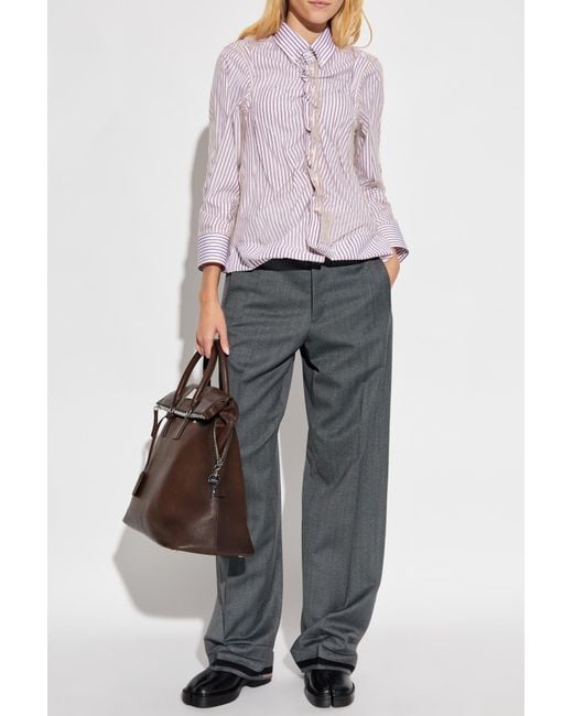 Maison Margiela Purple Shirt With Stripe Pattern