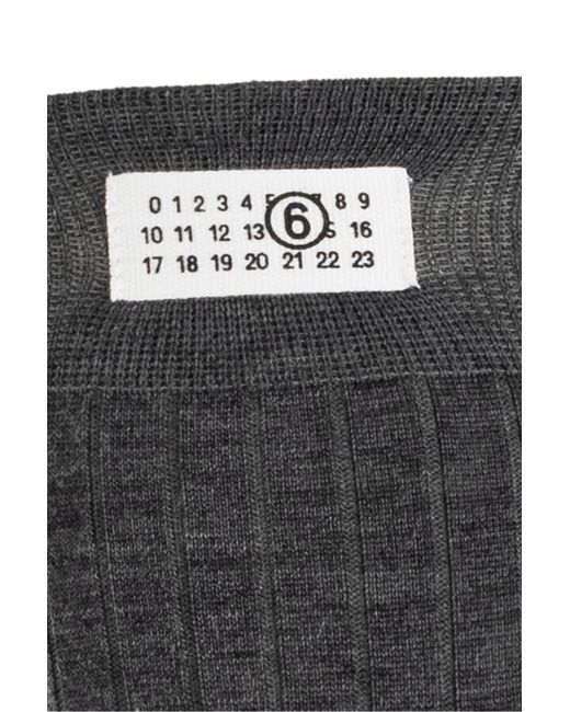 MM6 by Maison Margiela Black Wool Socks With Logo Patch