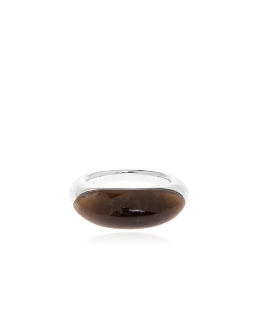 LIE STUDIO Metallic "Beatrice" Ring With A Semi-Precious Stone