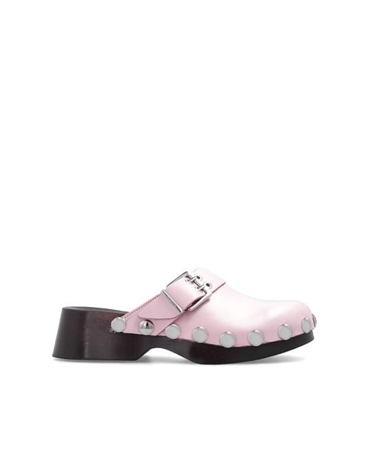 Ganni Leather Clogs in Pink | Lyst UK