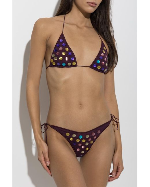 Oseree White Two-Piece Swimsuit With Appliqués