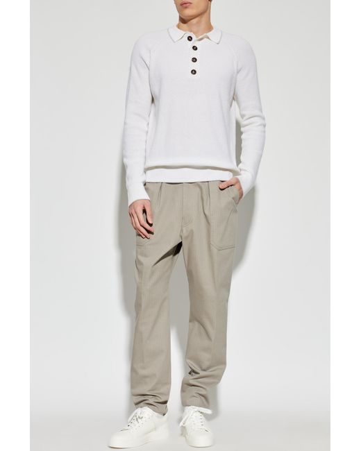 Eleventy Gray Herringbone Pattern Trousers for men