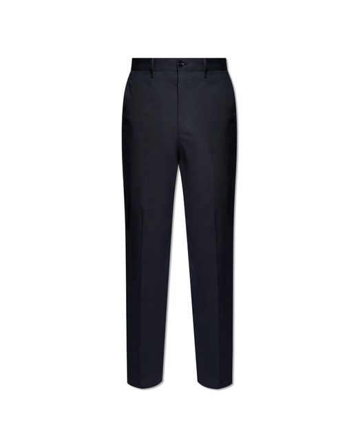 Etro Blue Cotton Pleat-front Trousers for men