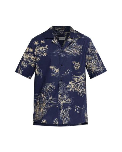 Moncler Blue Short-Sleeve Shirt for men