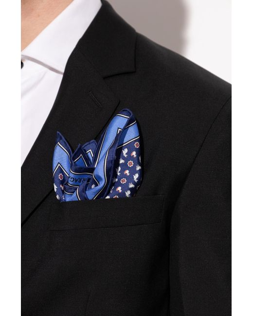 Ferragamo Blue Silk Pocket Square for men