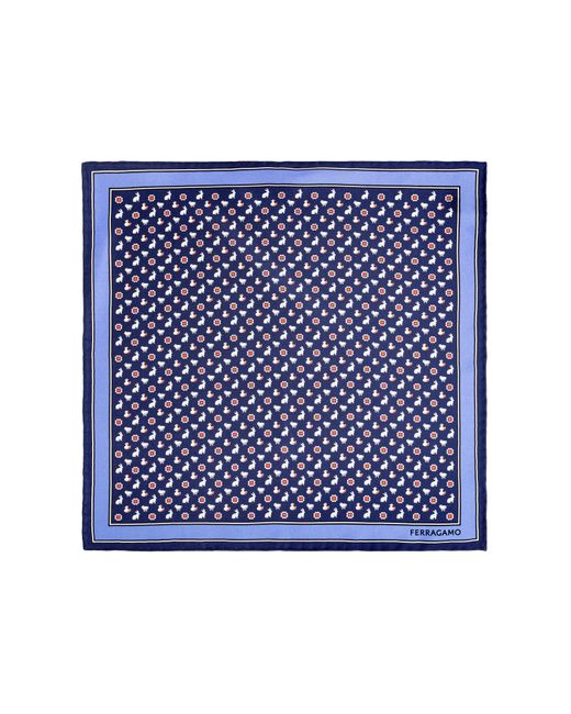 Ferragamo Blue Silk Pocket Square for men