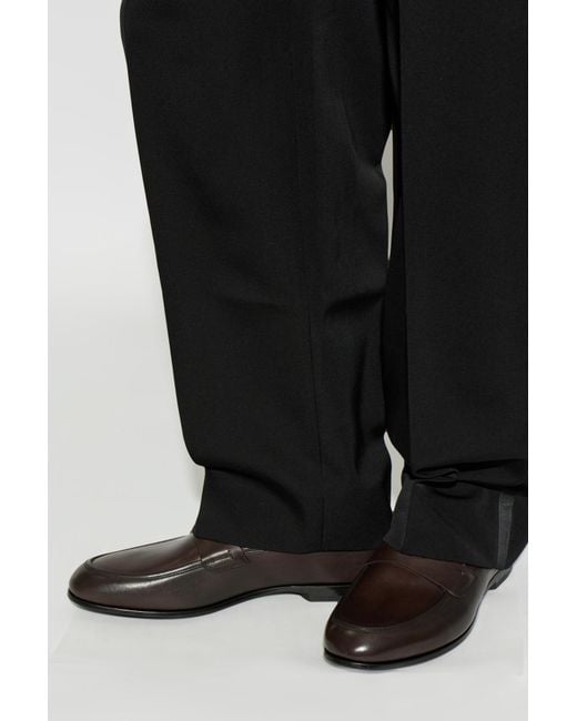 Fabi Black Leather Loafers for men