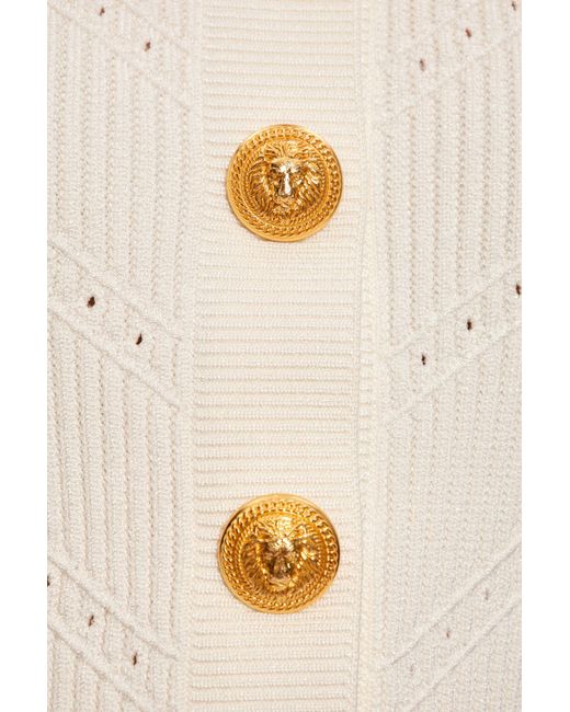 Balmain White Cardigan With Decorative Buttons,